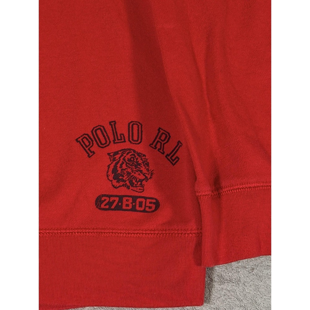Polo Ralph Lauren Pajama Top Mens Large Red Fleece Crew Neck Tiger Graphic - Picture 2 of 6
